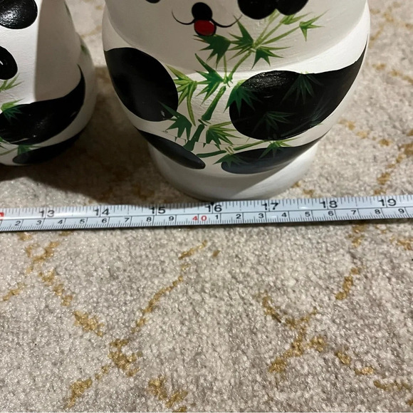 Set Of 10 Painted Wooden Matryoshka Panda Bear Nesting Russian Dolls Pandas - Picture 2 of 4